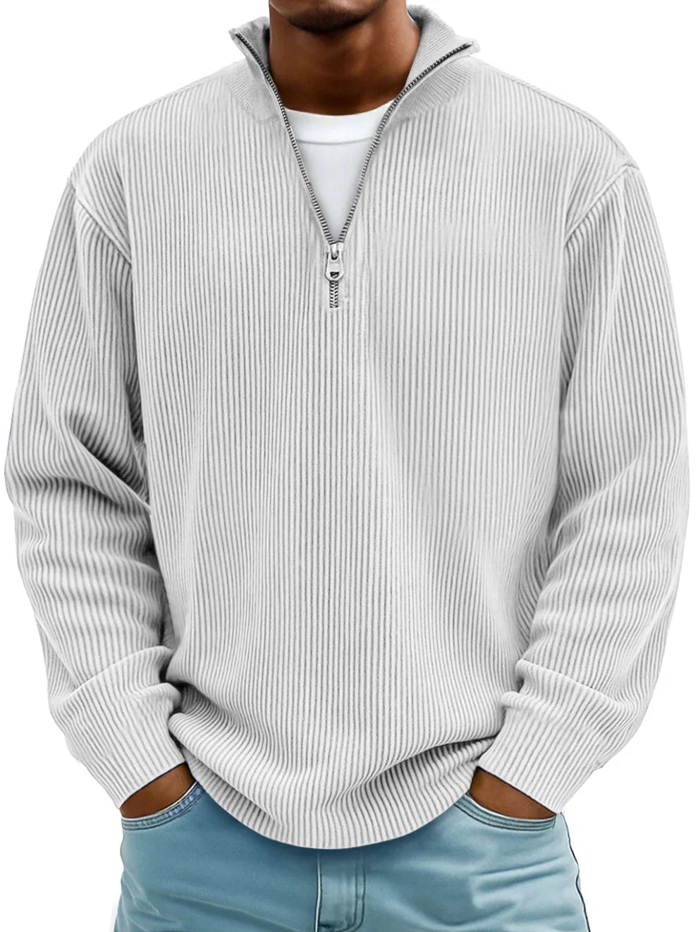 Thibaut | Pull Col Zippé Côtelé
