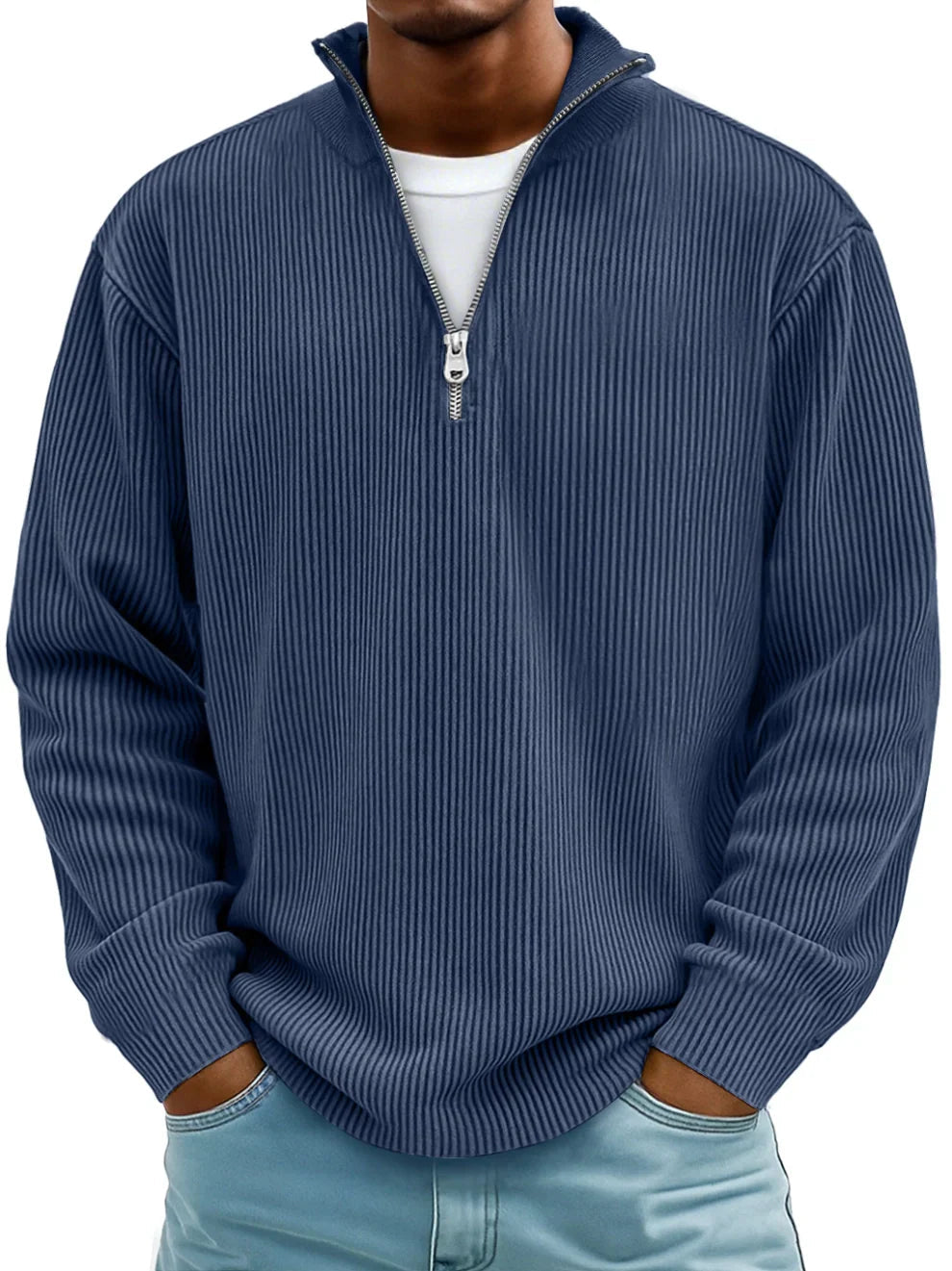 Thibaut | Pull Col Zippé Côtelé