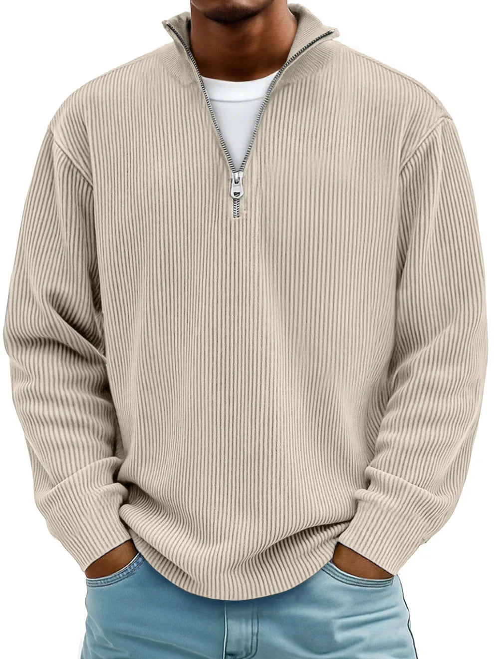 Thibaut | Pull Col Zippé Côtelé