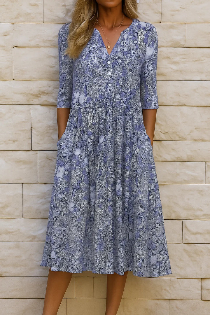 Gabrielle | Robe midi imprimée à col V