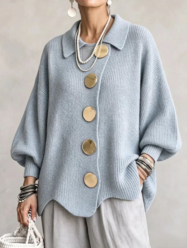 Coralie | Cardigan oversize à gros boutons dorés