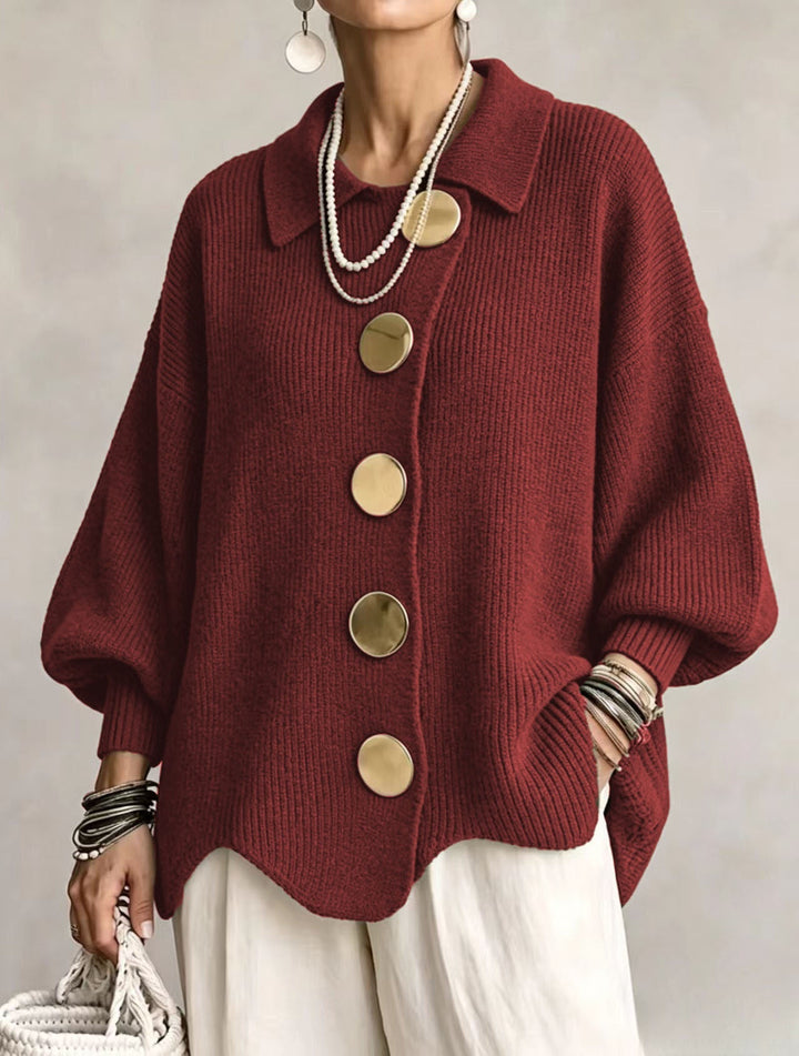 Coralie | Cardigan oversize à gros boutons dorés