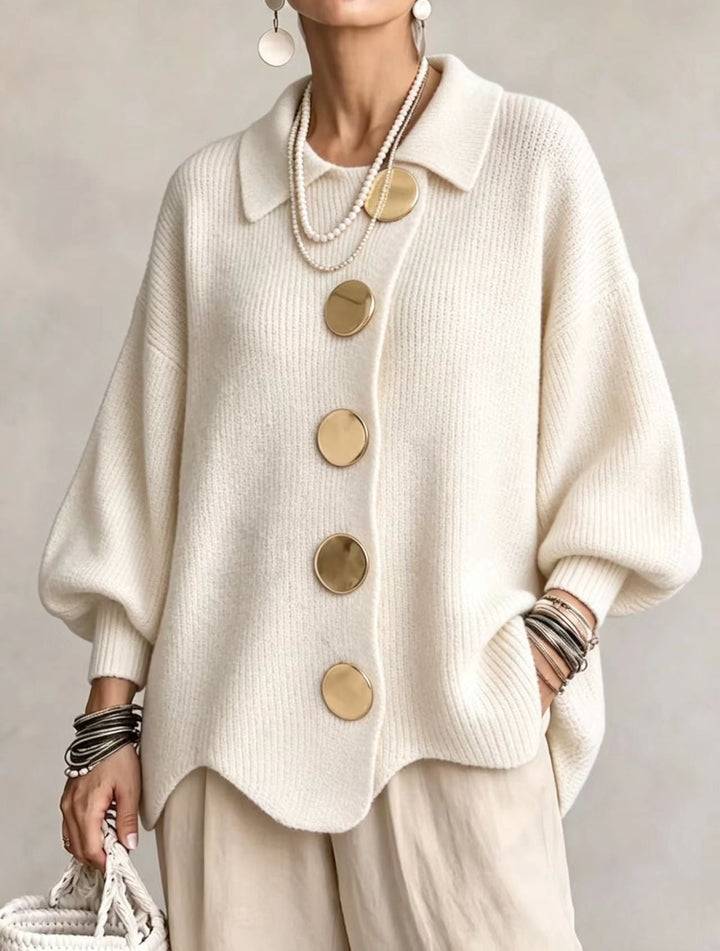 Coralie | Cardigan oversize à gros boutons dorés