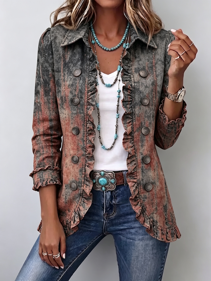 Maëlle | Veste Vintage Dégradée Texturée à Volants