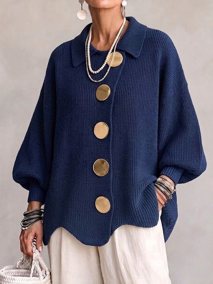 Coralie | Cardigan oversize à gros boutons dorés