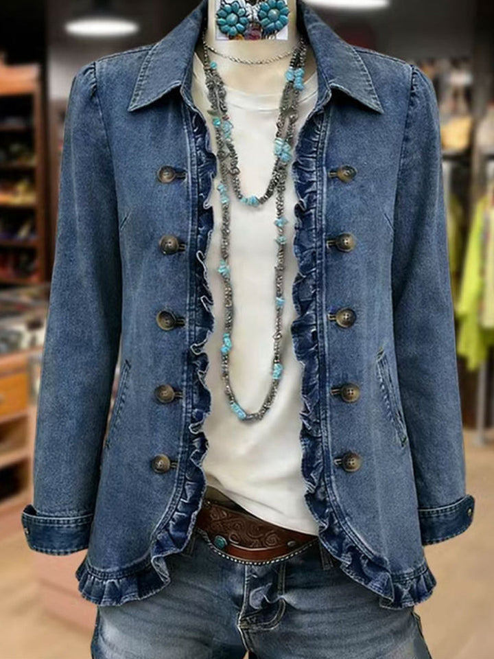 Anaëlle | Veste Bleu Moyen à Volants