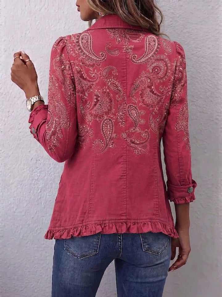 Clémence | Veste Paisley Vintage Rose Antique à Volants