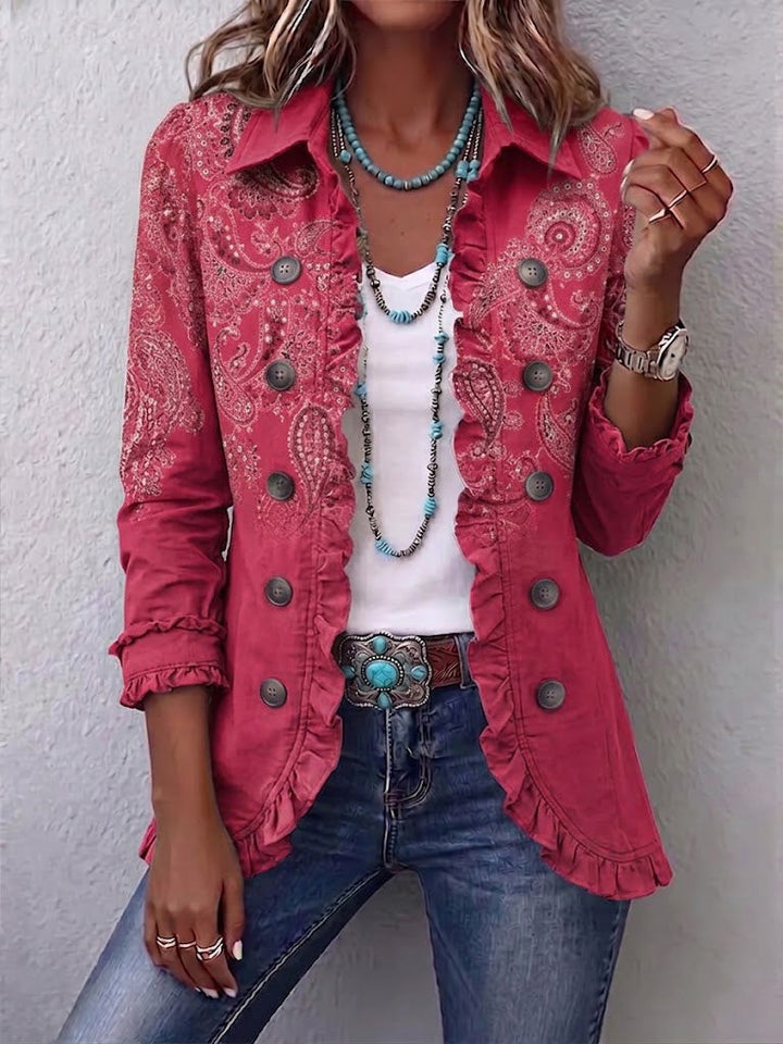 Clémence | Veste Paisley Vintage Rose Antique à Volants