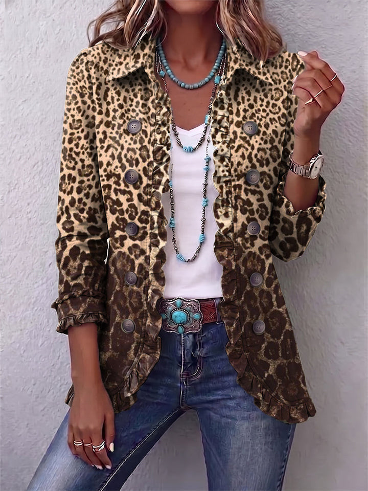Cassandre | Veste Léopard Multicolore à Volants