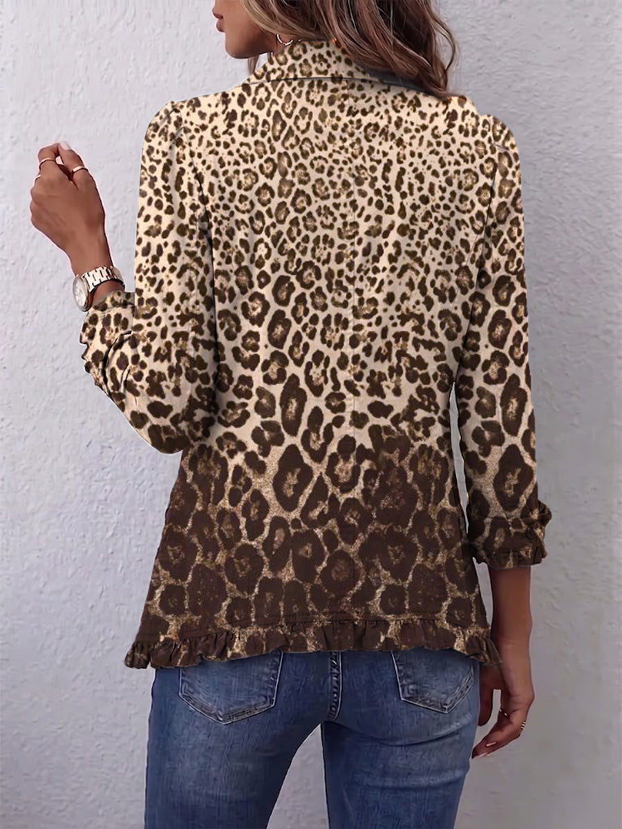 Cassandre | Veste Léopard Multicolore à Volants